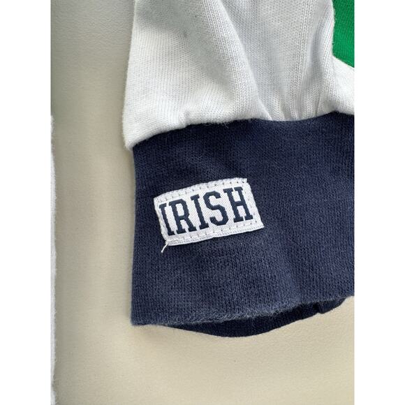 Notre Dame Striped Rugby Polo Shirt Mens Small Preppy Embroidered Smart Classic - Picture 4 of 11